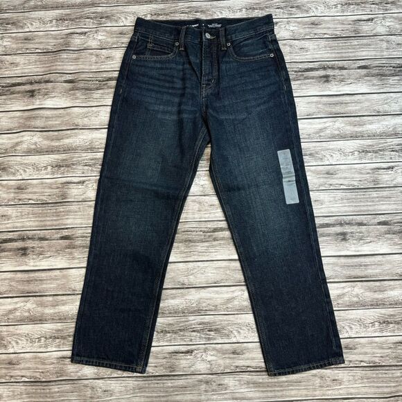 Old Navy Women's High-Rise Slouchy Straight Crop Button Fly Jeans 0 Blue Denim - Picture 2 of 12